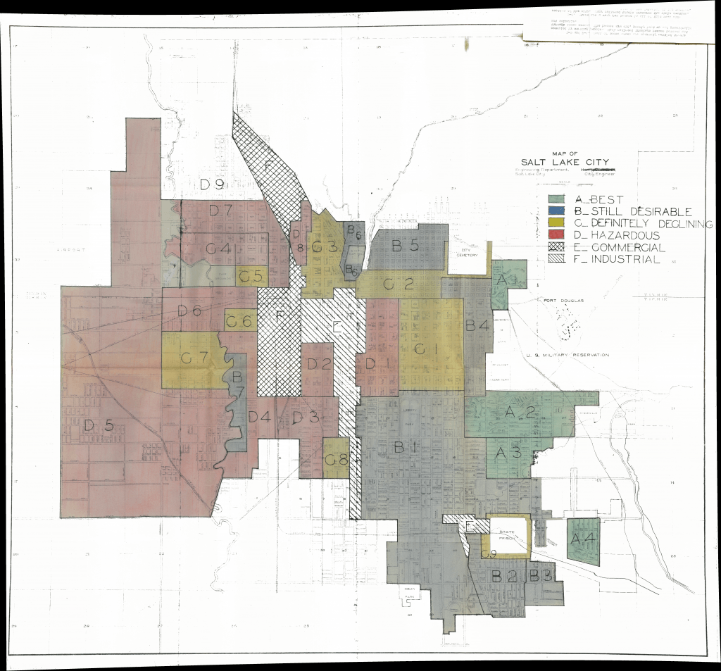Map of salt lake city with color coded neighborhoods